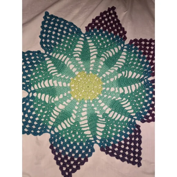 Purple Crochet Variegated Pineapple Bed Doily